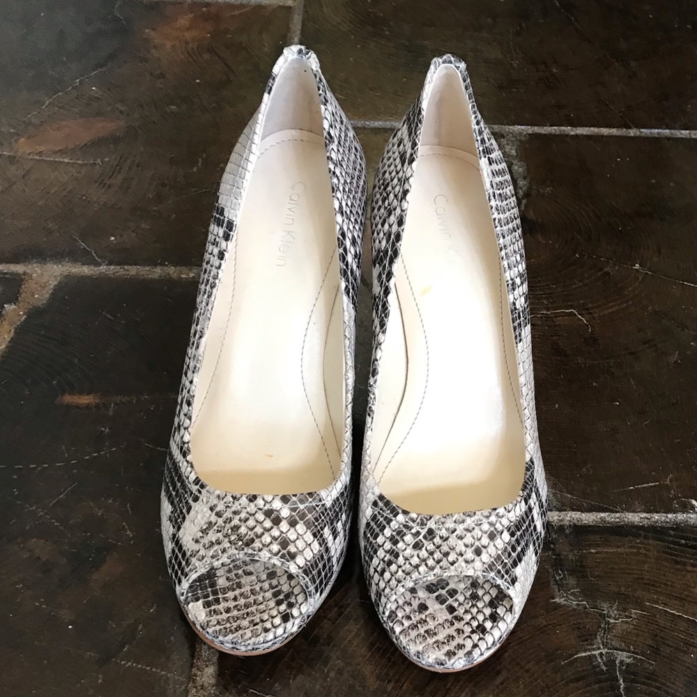 Calvin Klein Open Toe Python Pumps - image 2